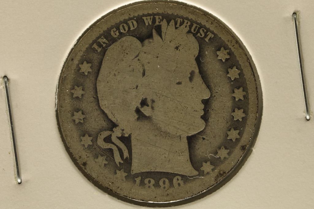 1896-O BARBER QUARTER (KEY DATE) RETAIL $70 WATCH (1 of 2)