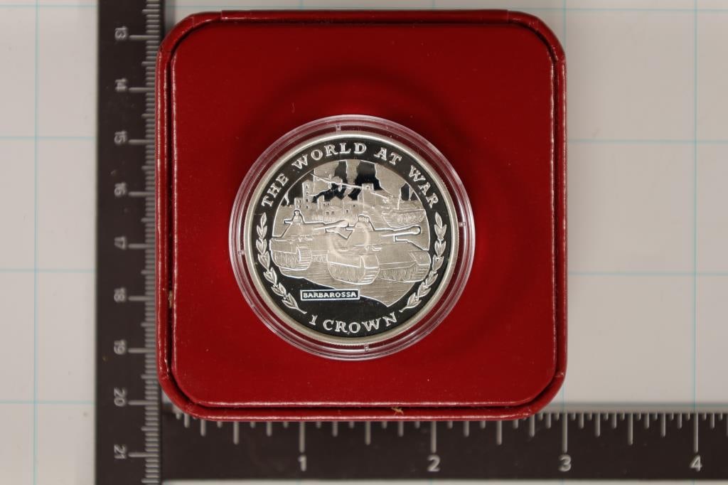 1999 GIBRALTAR SILVER 1 CROWN PF "THE WORLD AT: WAR" LIMITED EDITION OF ONLY 10000, IN POBJOY MINT PACKAGING WITH CERTIFICATE