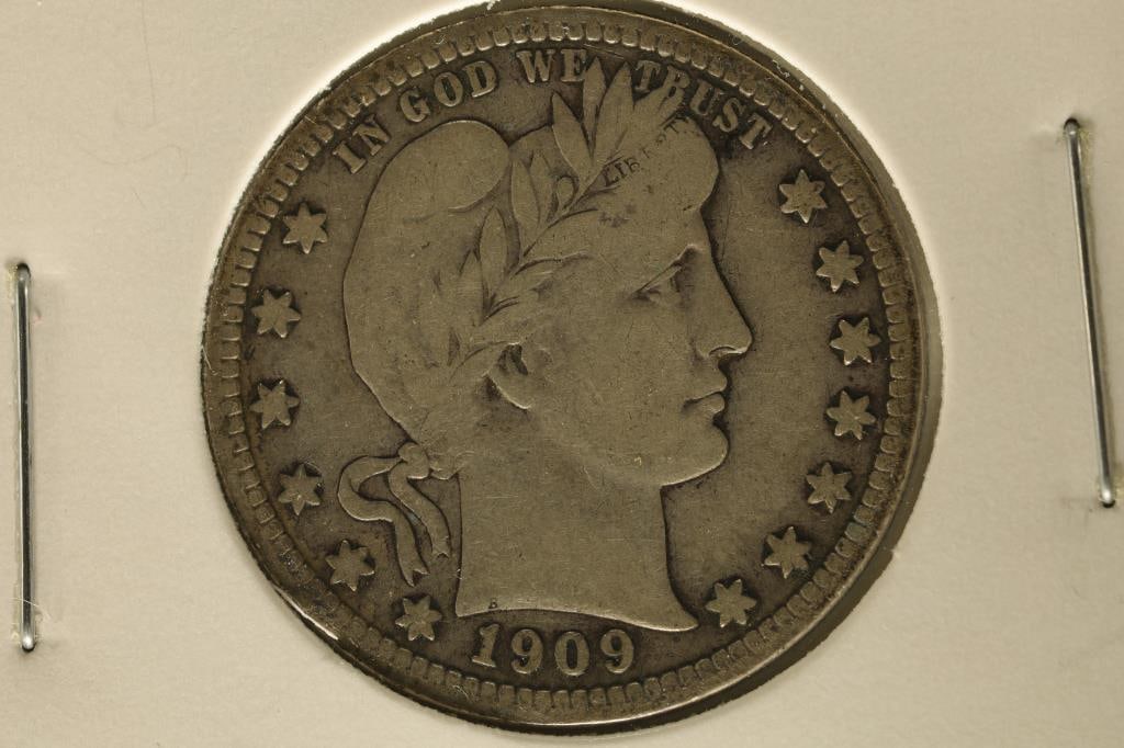1909-D BARBER QUARTER BETTER DATE COIN (FINE) (1 of 2)