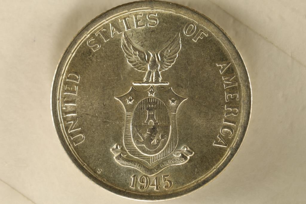 1945-S US/PHILIPPINES SILVER 50 CENTAVOS BU (1 of 2)