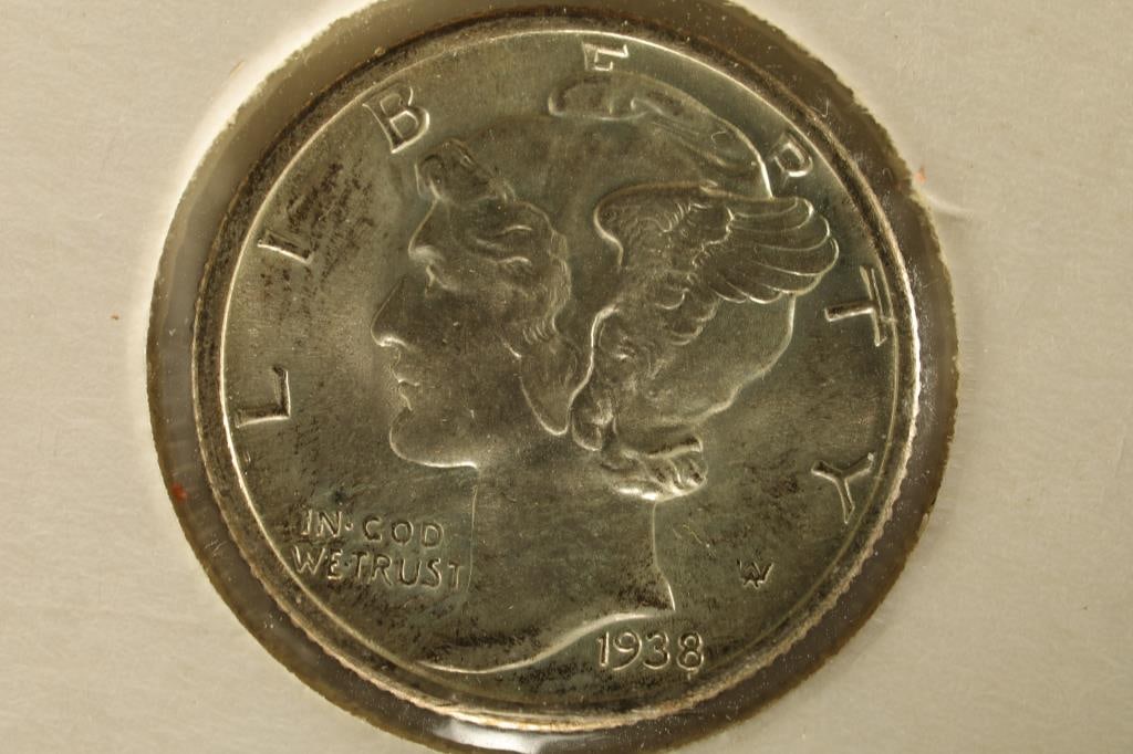 1938-S MERCURY DIME BRILLIANT UNC. FULL BANDS (1 of 2)