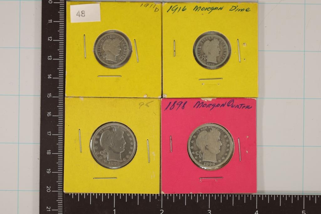 1911-D &1916 BARBER DIMES & 1895 &1898 BARBER (1 of 2)