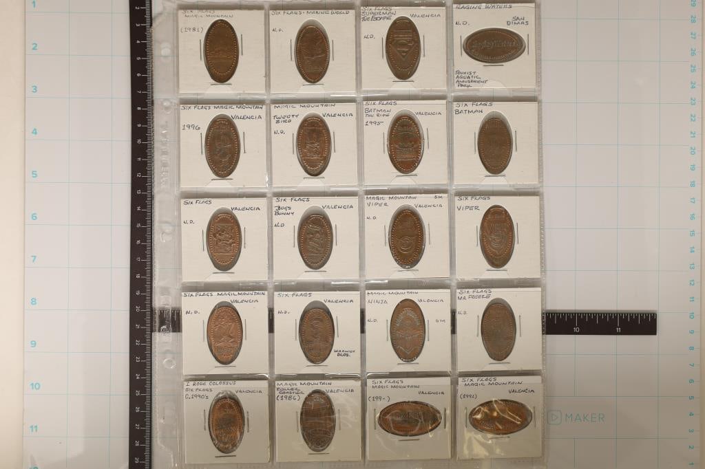 20 ELONGATED CENTS FROM AMUSEMENT PARKS: SUPERMAN, (1 of 2)