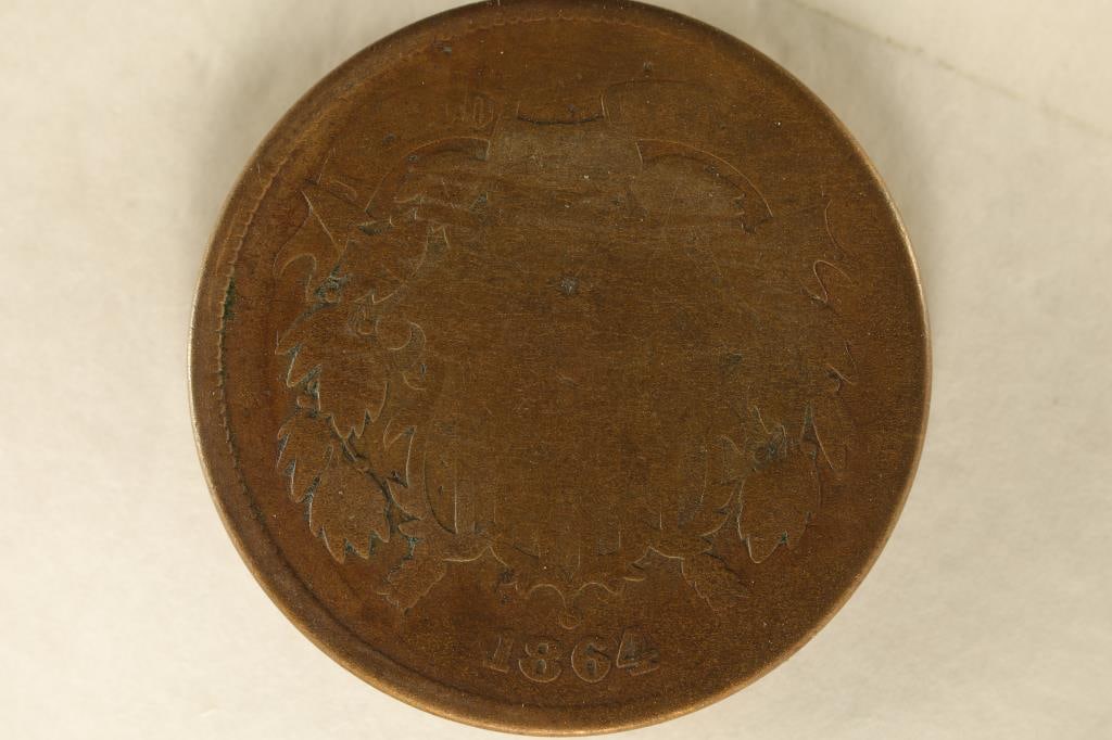1864 US 2 CENT PEICE . IN HARD PLASTIC CASE (1 of 2)