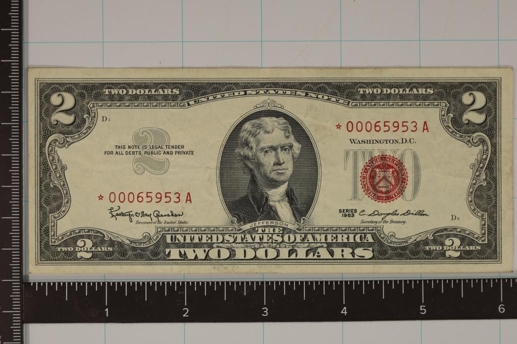 1963 US $2 STAR NOTE RED SEAL CRISP (1 of 2)