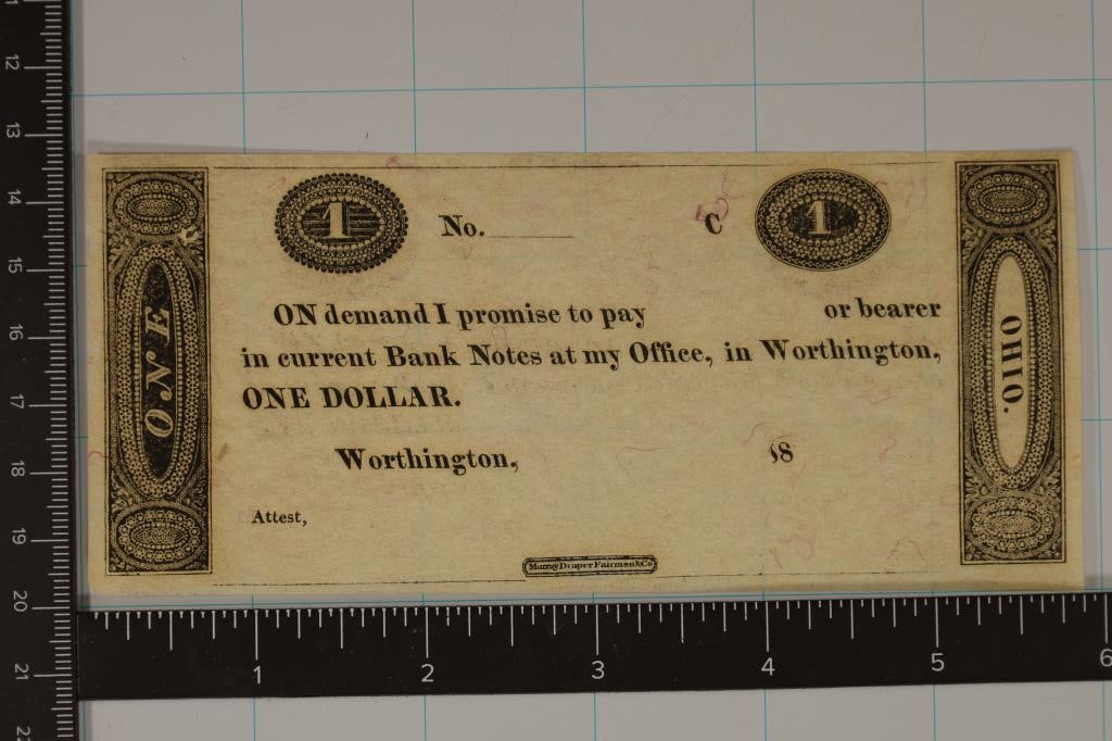1900'S OHIO $1 BANK NOTE CRISP UNC SMALL INK (1 of 2)