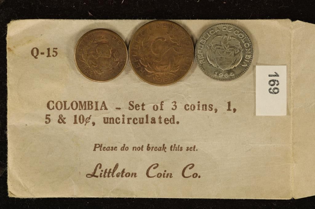 3 COIN COLUMBIA UNC SET: 1964 ONE CENTAVO, 1965 (1 of 2)