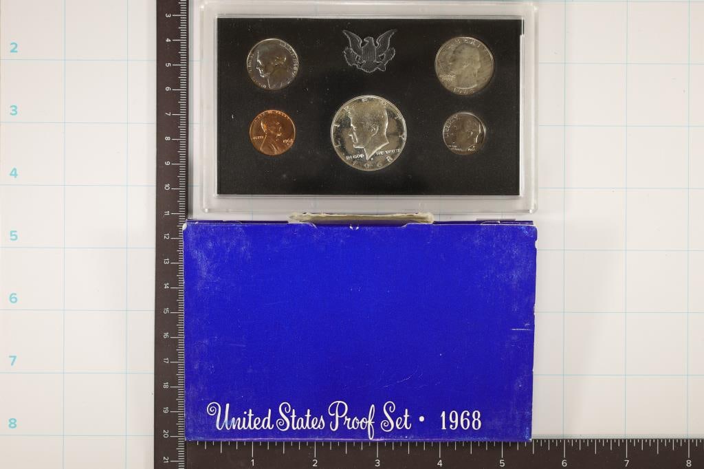1968 US PROOF SET WITH BOX, 40% SILVER JFK HALF (1 of 2)
