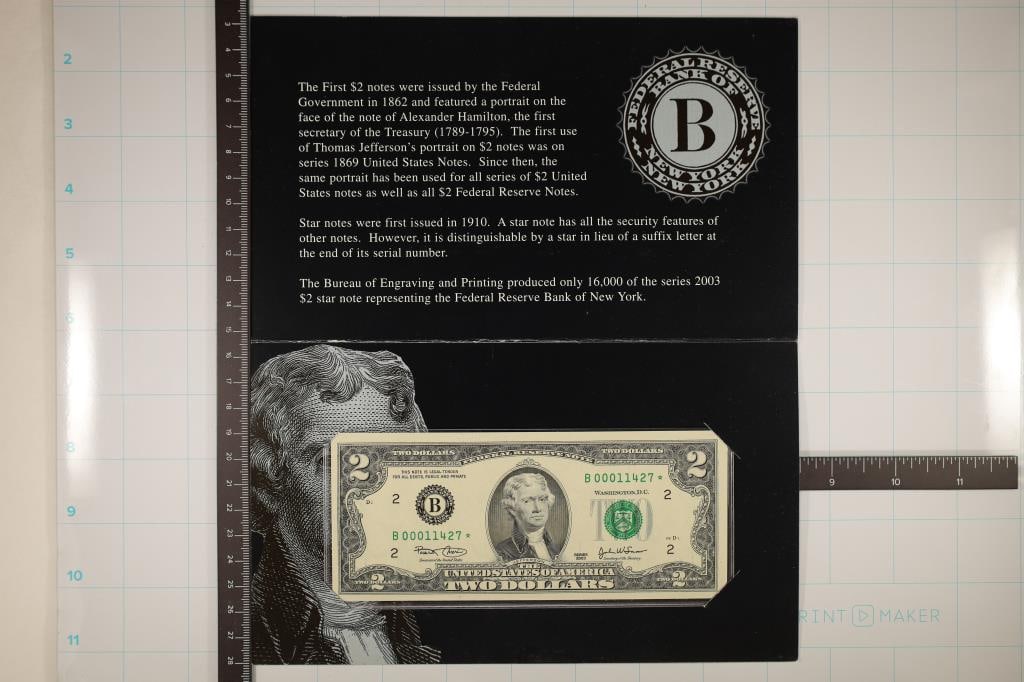 2003 NEW YORK STAR NOTE CRISP UNC LOW SERIAL # (1 of 4)