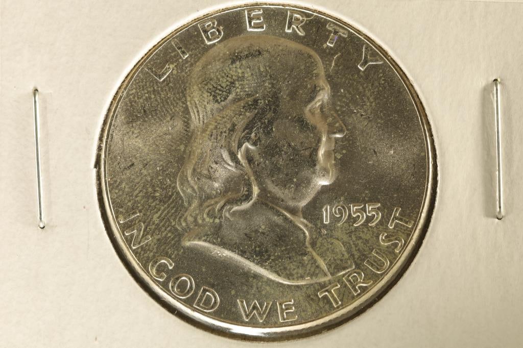 1955 SILVER FRANKLIN HALF DOLLAR BRILLIANT UNC (1 of 2)