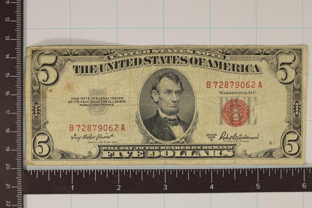 1953-A US $5 RED SEAL NOTE (1 of 2)
