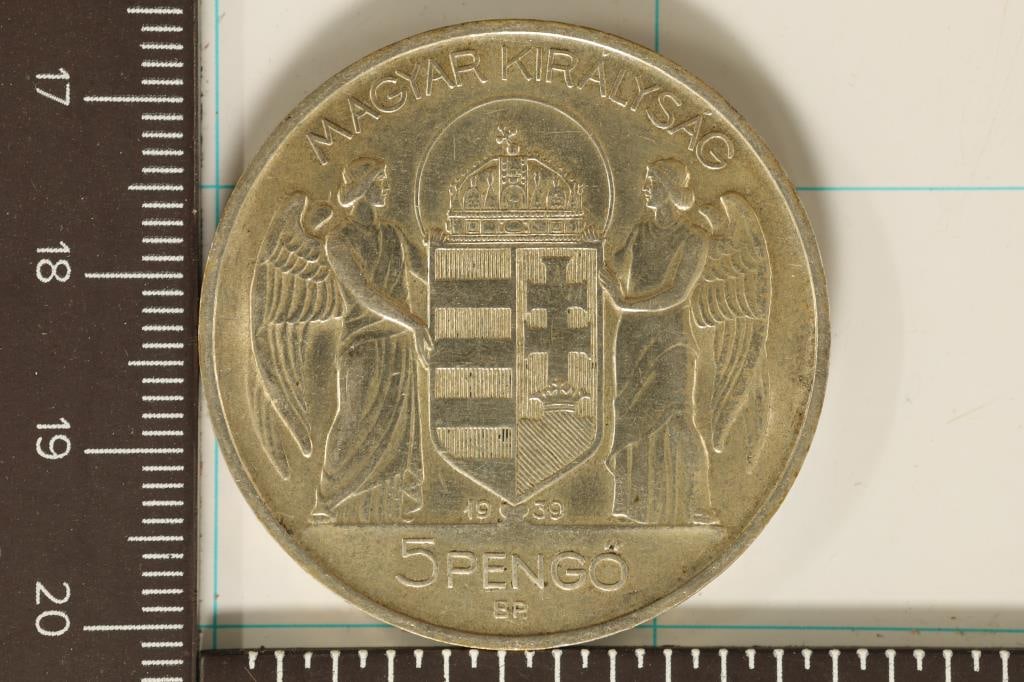 1932 MAGYAR HUNGARY SILVER 5 PENGO .5144 OZ. ASW (1 of 2)