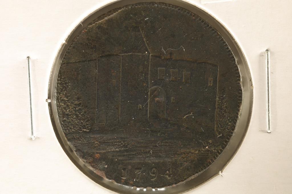 1794 CONDER TOKEN. THEY R MOSTLY 18TH CENTURY: PROVINCIAL TOKENS PRIVATELY MINTED TOKEN COINAGE STRUCK AND USED DURING THE LATTER PART OF THE 19TH CENTURY IN ENGLAND. SIMILAR TO OUR CIVIL WAR AND HARD TIMES TOKENS."SUCCESS TO THE BAY TRADE"