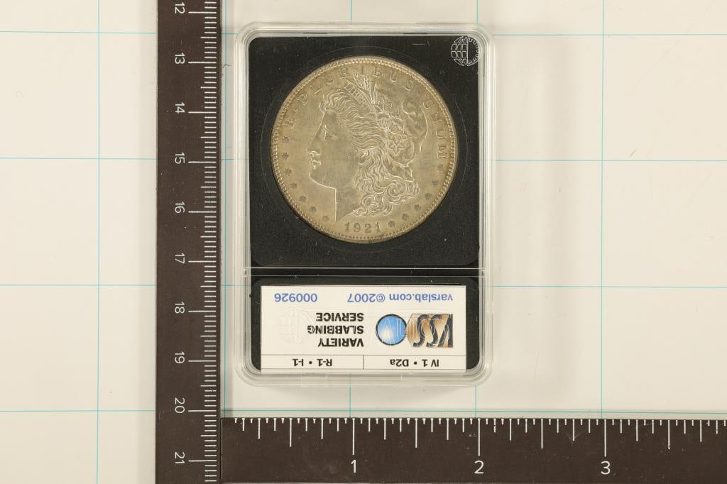 1921 MORGAN SILVER DOLLAR VAM3 IV1.D2A R1 I1: NORMAL DIES WITH 16 BERRIES REVERSE NO SCRATCHES ON TOP ARROWHEAD