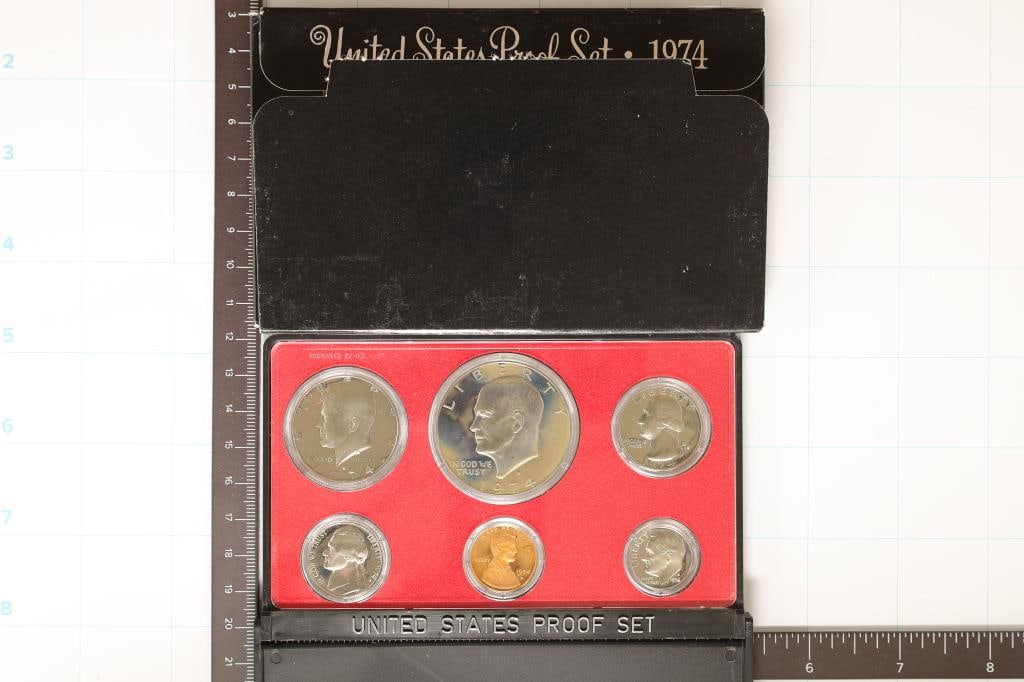 1974 US PROOF SET (WITH BOX): WATCH FOR OUR NEXT AUCTION ON (MONDAY OCT. 2ND, 2023) AT 7PM EDT. THANKS FOR YOUR BUSINESS.