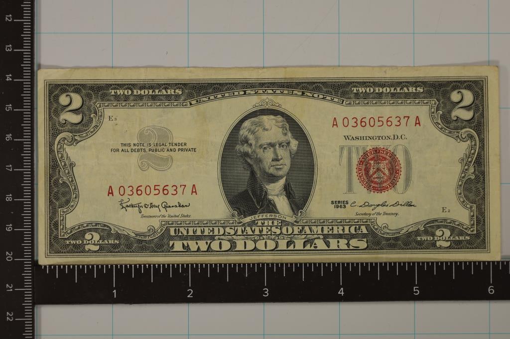 1963 US $2 RED SEAL NOTE (1 of 2)