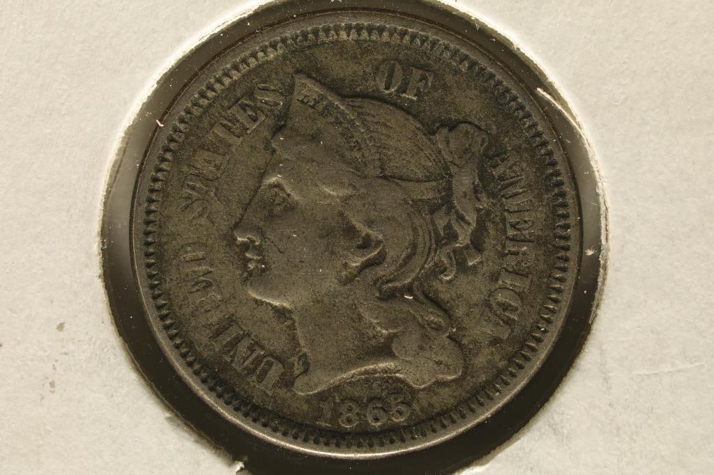 1865 US THREE CENT "NICKEL" (1 of 2)
