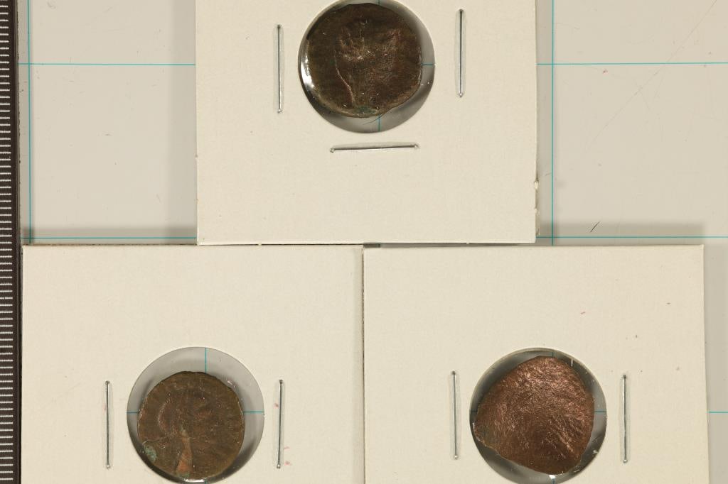 3 ROMAN ANCIENT COINS (1 IS CUPPED): WATCH FOR OUR NEXT AUCTION ON (MONDAY OCT. 2ND, 2023) AT 7PM EDT. THANKS FOR YOUR BUSINESS.