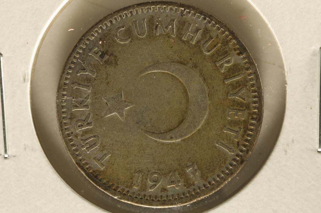 1947 TURKEY SILVER 1 LIRA .1447 OZ. ASW (1 of 2)