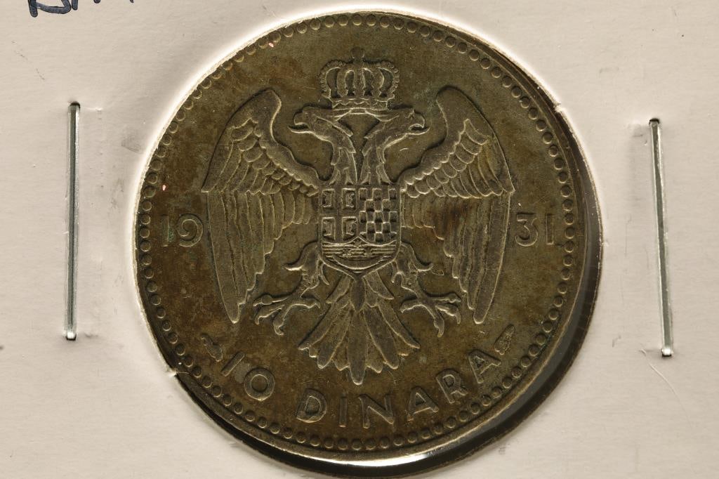 1931 YUGOSLAVIA SILVER 10 DINAR .1125 OZ. ASW: WATCH FOR OUR NEXT AUCTION ON (MONDAY OCT. 2ND, 2023) AT 7PM EDT. THANKS FOR YOUR BUSINESS.