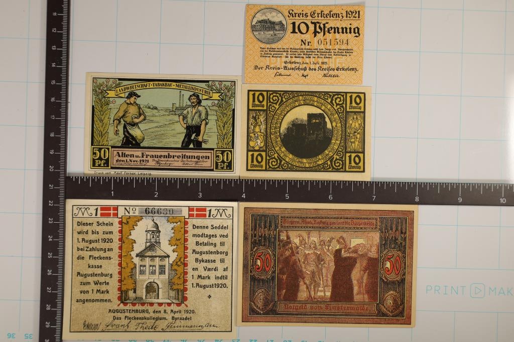 5 ASSORTED CRISP UNC 1920/21 GERMAN NOTGELDS 2-10 (1 of 2)