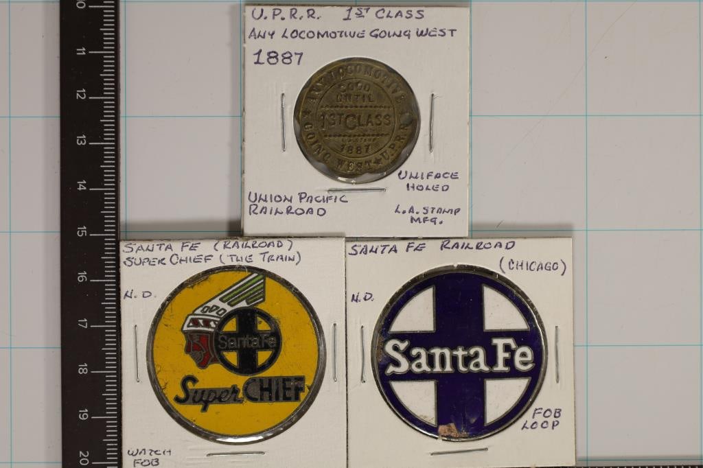 3-LOCOMOTIVE PIECES: 1887 UNION PACIFIC 1ST CLASS (1 of 2)