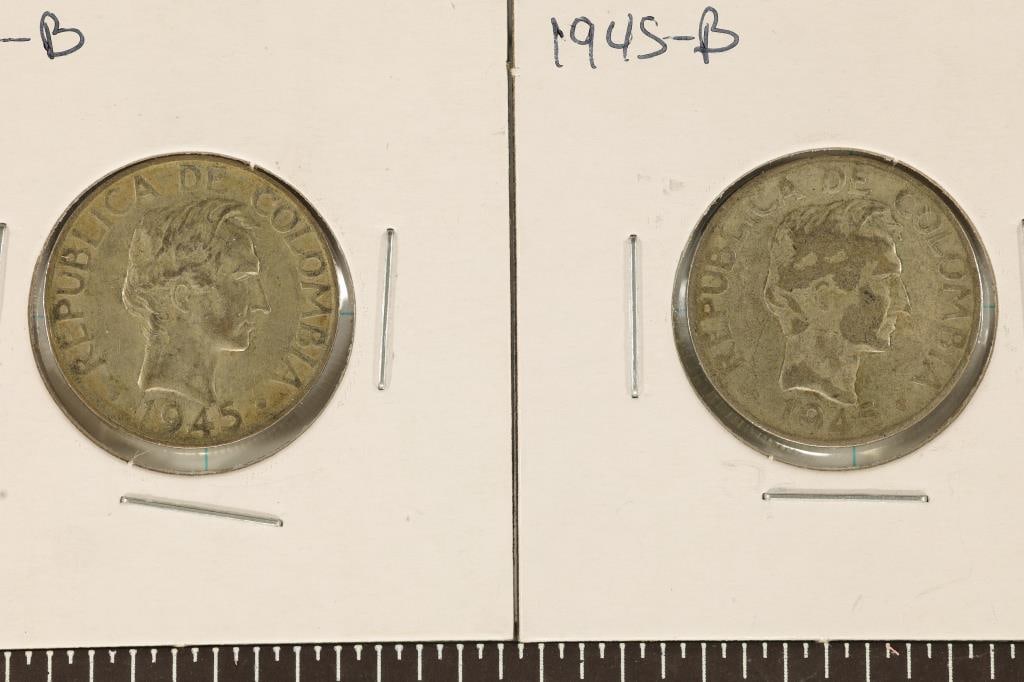2-1945-B COLUMBIA SILVER 20 CENTAVOS .1608 OZ. ASW: TOTAL