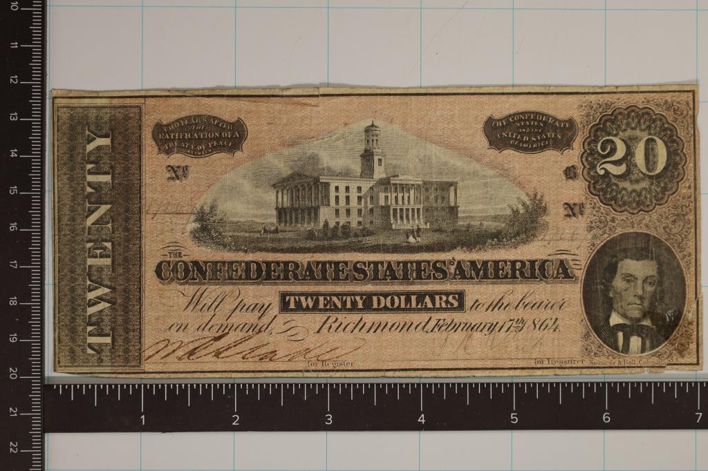 1864 CONFEDERATE STATES OF AMERICA $20 BANK (1 of 2)