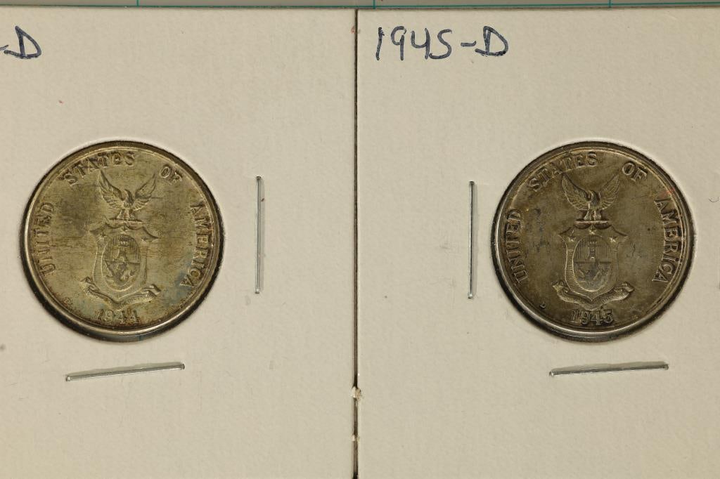 1944-D & 1945-D US/PHILIPPINES SILVER 20 CENTAVOS (1 of 2)