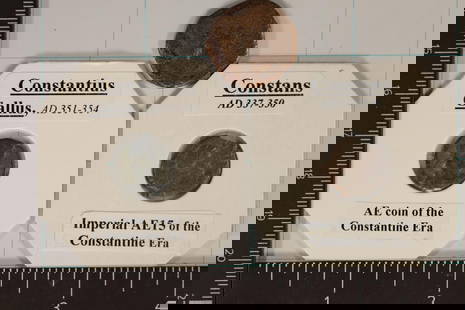 3 ROMAN ANCIENT COINS: 337 -350 A.D. CONSTANS. 351: -354 A.D. CONSTANTIUS GALLUS & 330-1453 A.D. BYZANTINE ANCIENT COIN