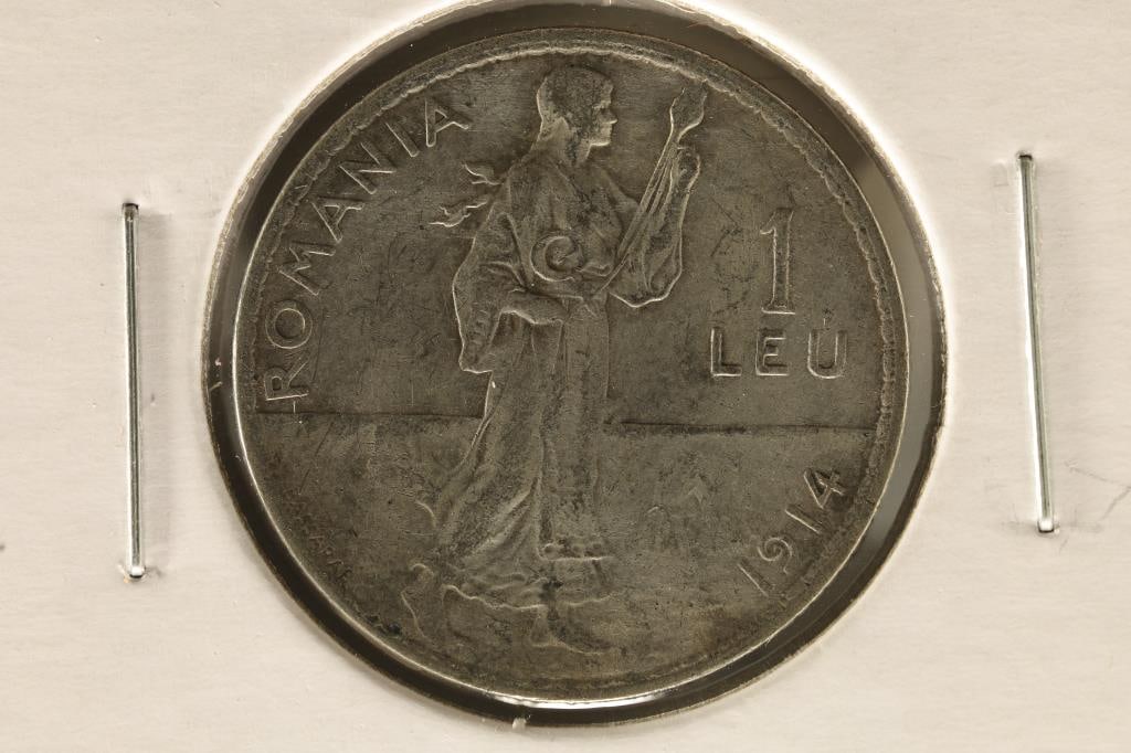 1914 ROMANIA SILVER 1 LEU .1342 OZ. ASW (1 of 2)