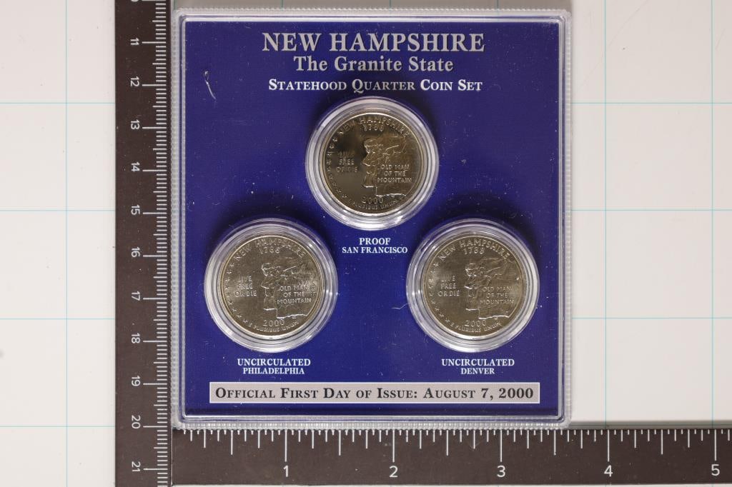 2000 NEW HAMPSHIRE P/D/S QUARTER SET 1ST DAY ISSUE (1 of 2)