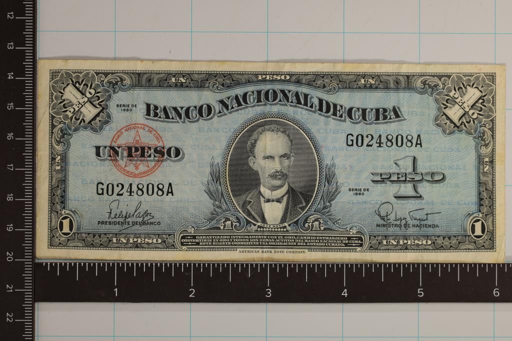 1960 CUBA 1 PESO BILL (1 of 2)