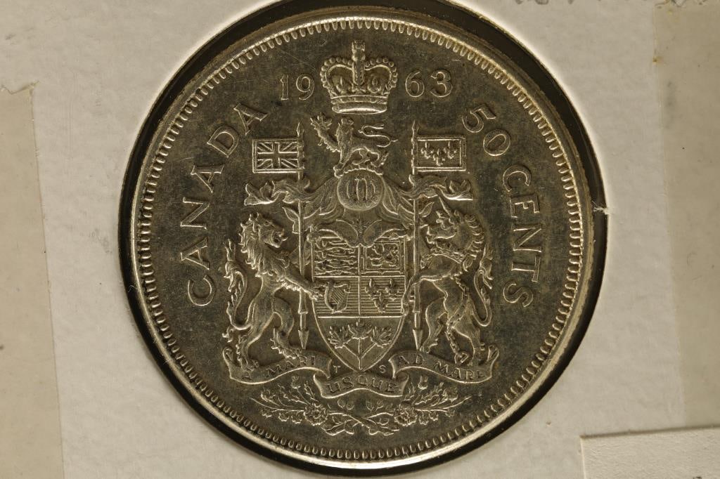 1963 CANADA SILVER 50 CENTS XF/AU .3000 OZ. ASW (1 of 2)