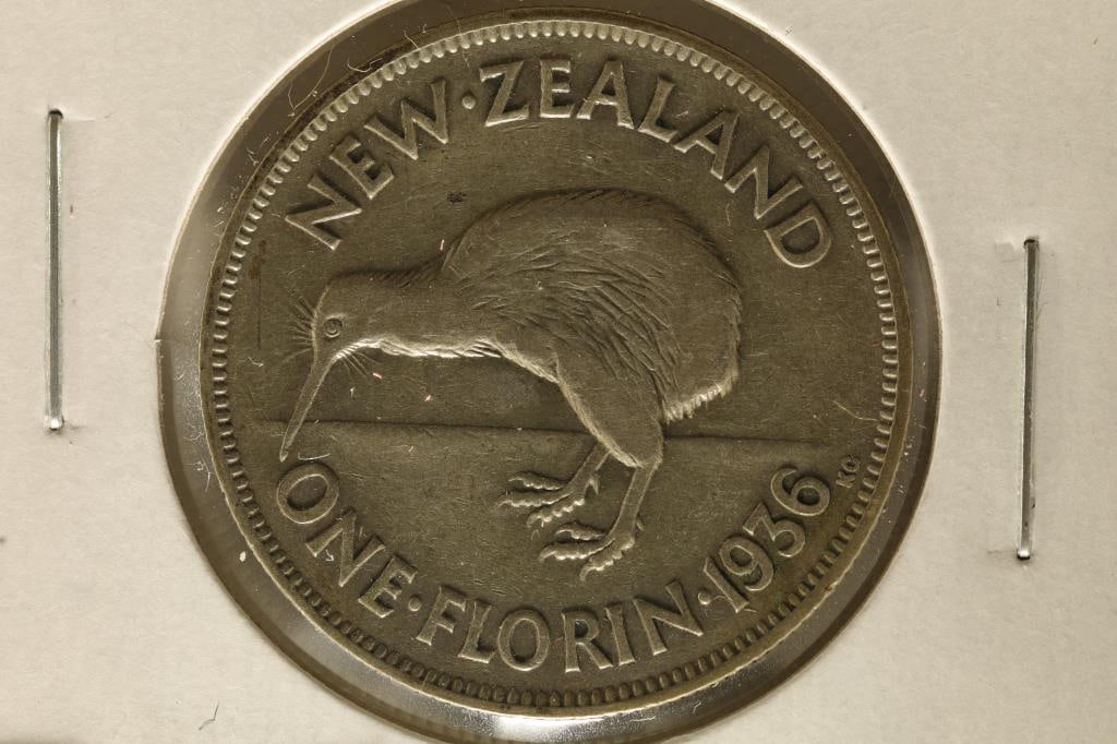 1936 AUSTRALIA SILVER 1 FLORIN LOW MINTAGE: .1818 OZ. ASW