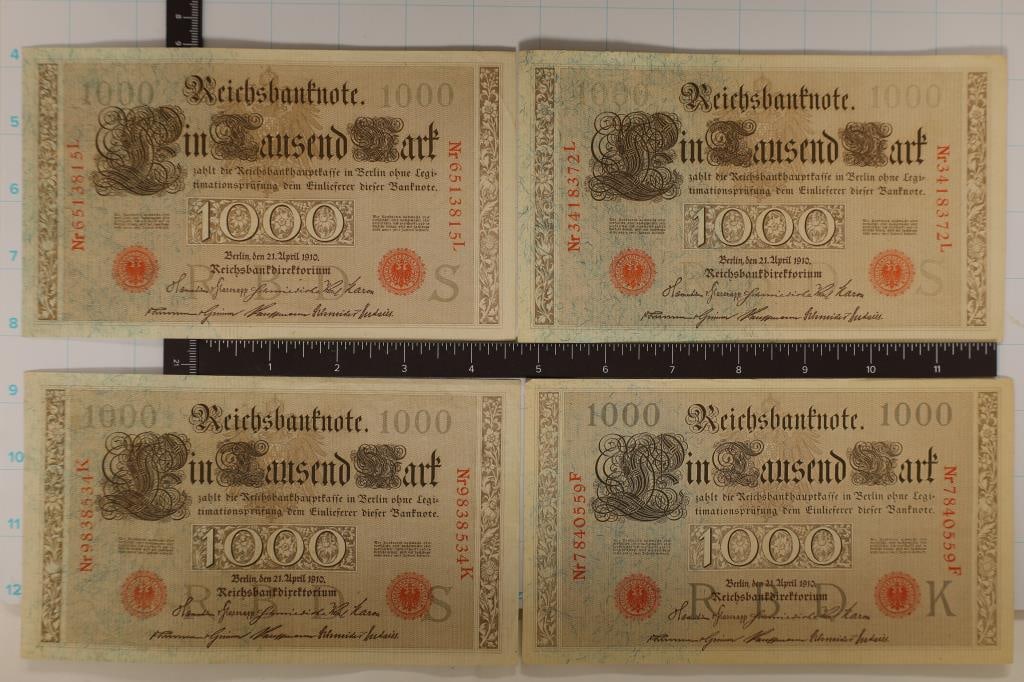 4-1910 GERMAN 1000 MARK CRISP AU/UNC BILLS (1 of 2)