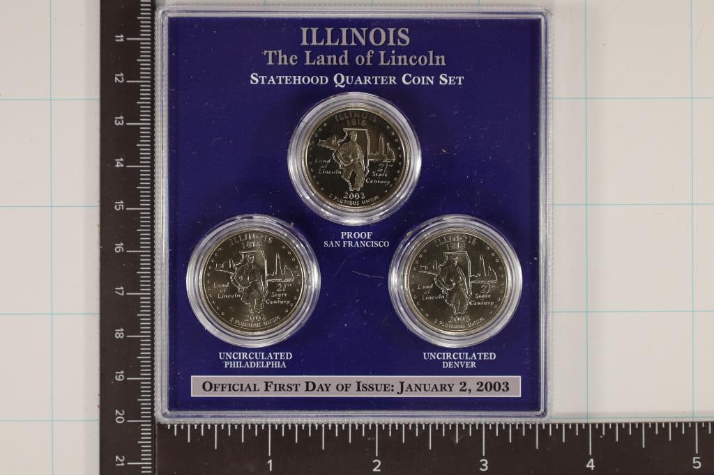 2003 ILLINOIS  P/D/S STATE QUARTER SET, IN HARD (1 of 2)