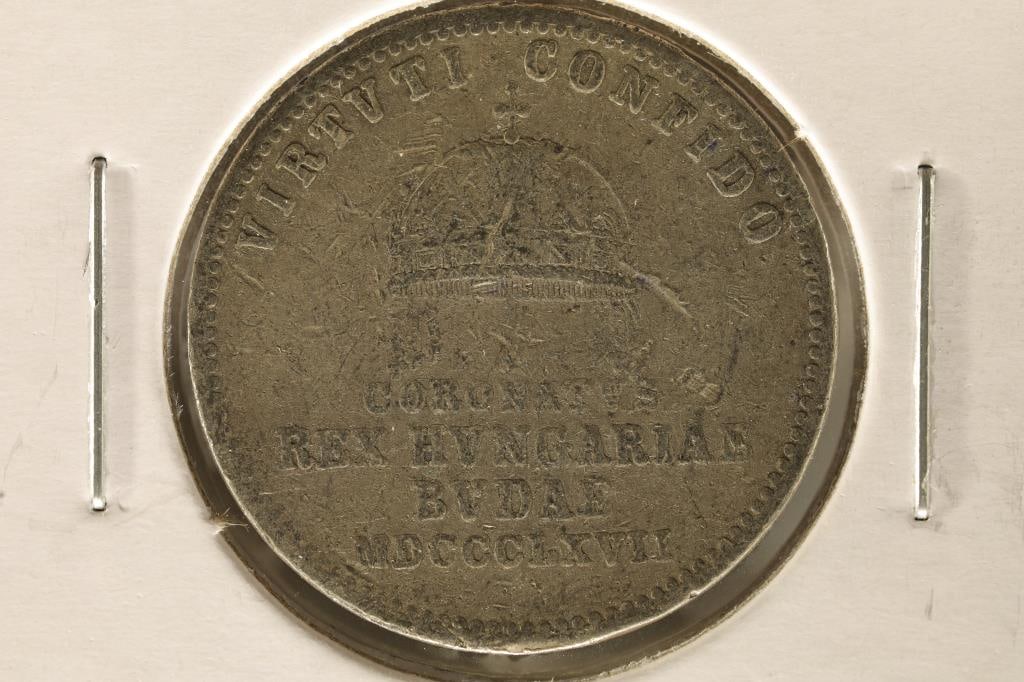 1867-A AUSTRIA SILVER CORONATION OF HUNGARIAN: KING IN BUDA TOKEN