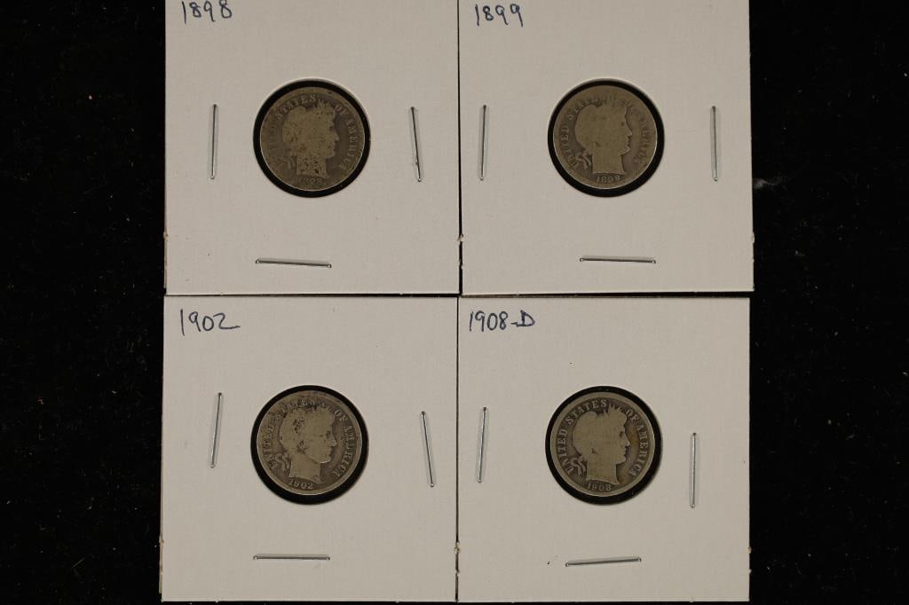 1898, 1899, 1902 &  1908-D SILVER BARBER DIMES (1 of 2)