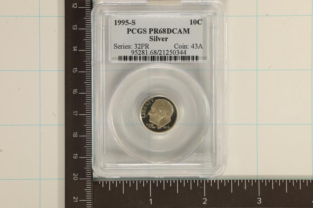 1995-S SILVER ROOSEVELT DIME PCGS PR68 DCAM (1 of 2)