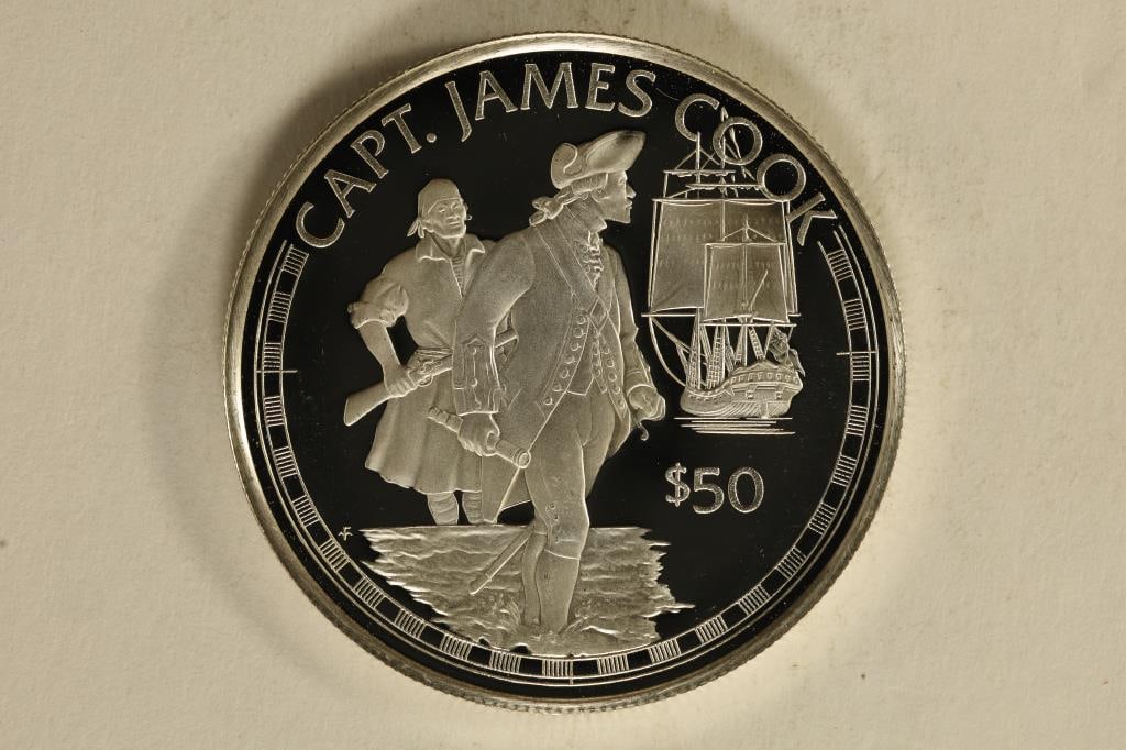 1988 COOK ISLANDS SILVER PF $50. .6227 OZ. ASW: WITH SOME SCRATCHES