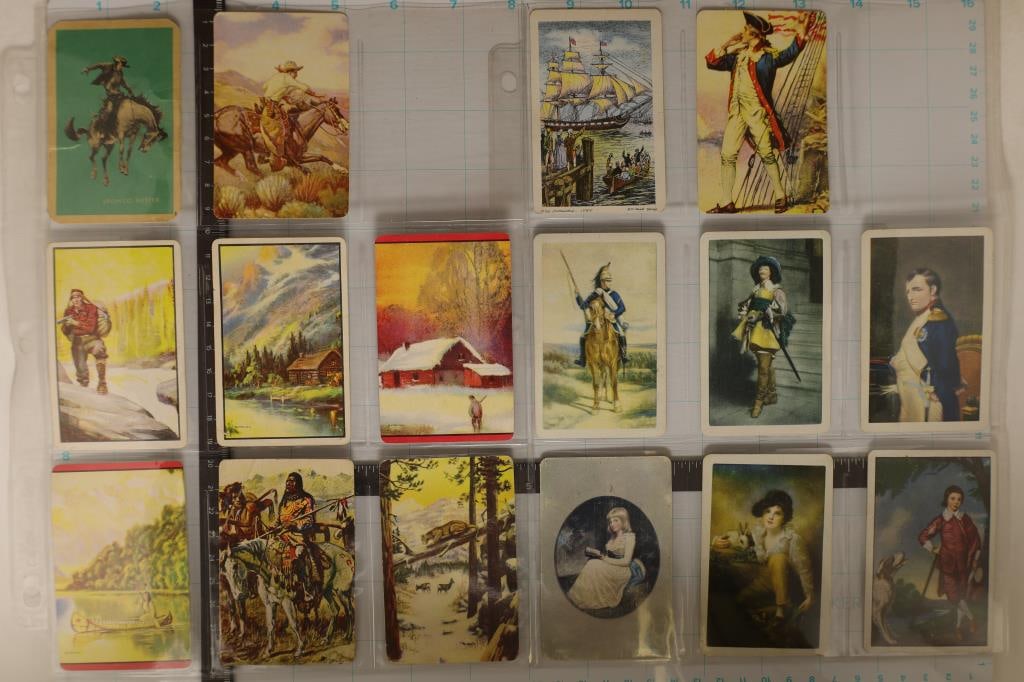 16 VINTAGE BLANK PLAYING CARD SAMPLES. DEPICTING (1 of 2)