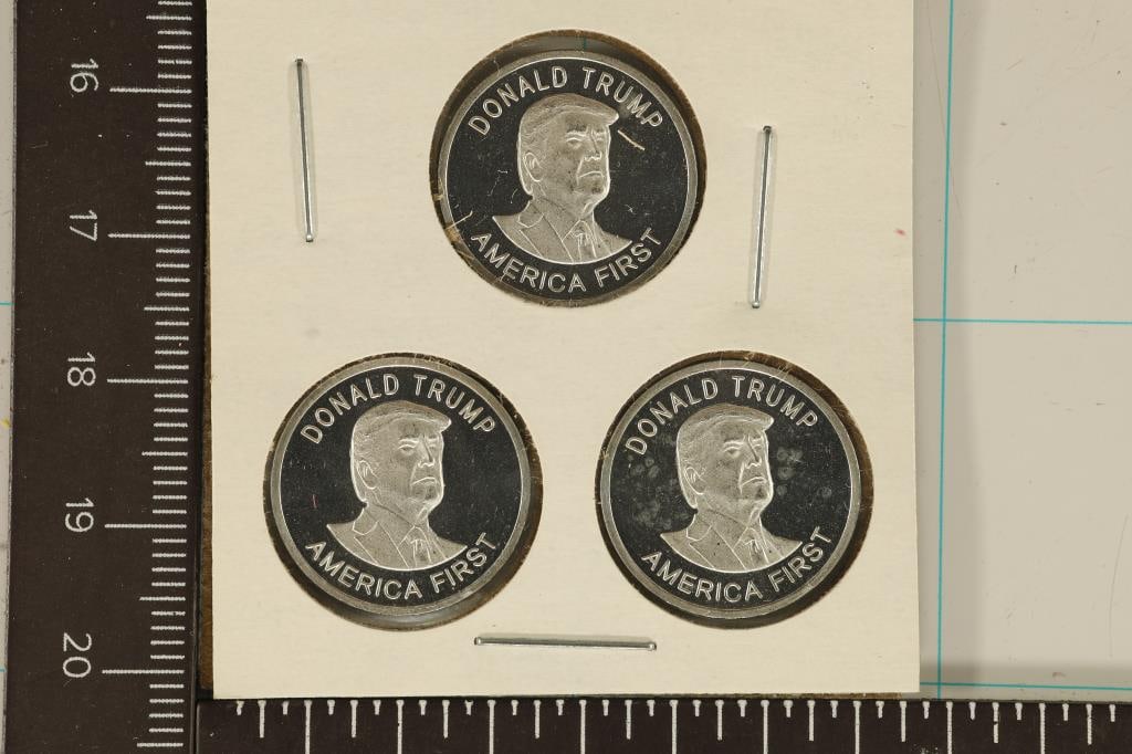 3-1/10 TROY OZ. .999 PROOF ROUNDS "DONALD TRUMP": AMERICA FIRST