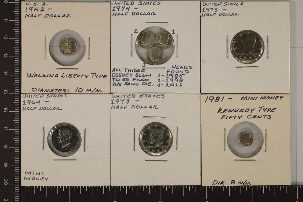 8 MINI REPLICAS OF U.S HALF DOLLARS: 1942 WALKING (1 of 2)