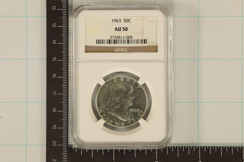 1963 SILVER FRANKLIN HALF DOLLAR NGC AU50 (1 of 2)