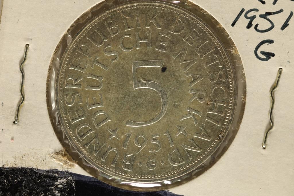 1951-G GERMAN SILVER 5 MARK .2251 OZ. ASW (1 of 2)