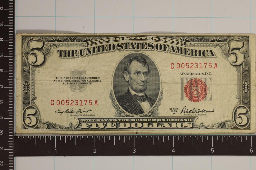 1953-A US $5 RED SEAL NOTE (1 of 2)