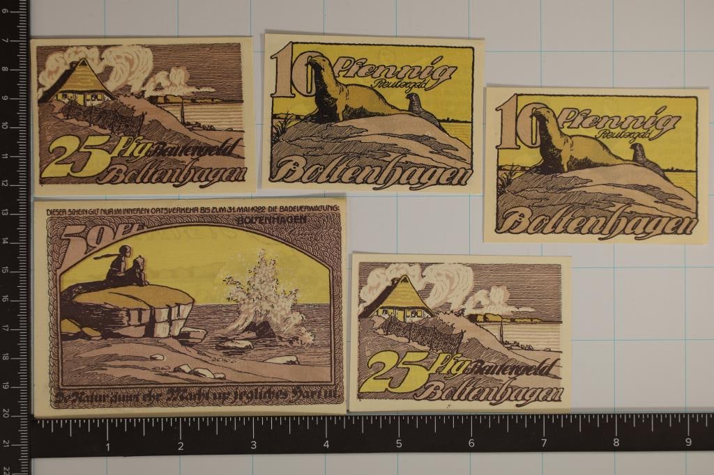 5-1922 GERMAN BOLTENHAGEN NOTGELDS, CRISP UNC (1 of 2)