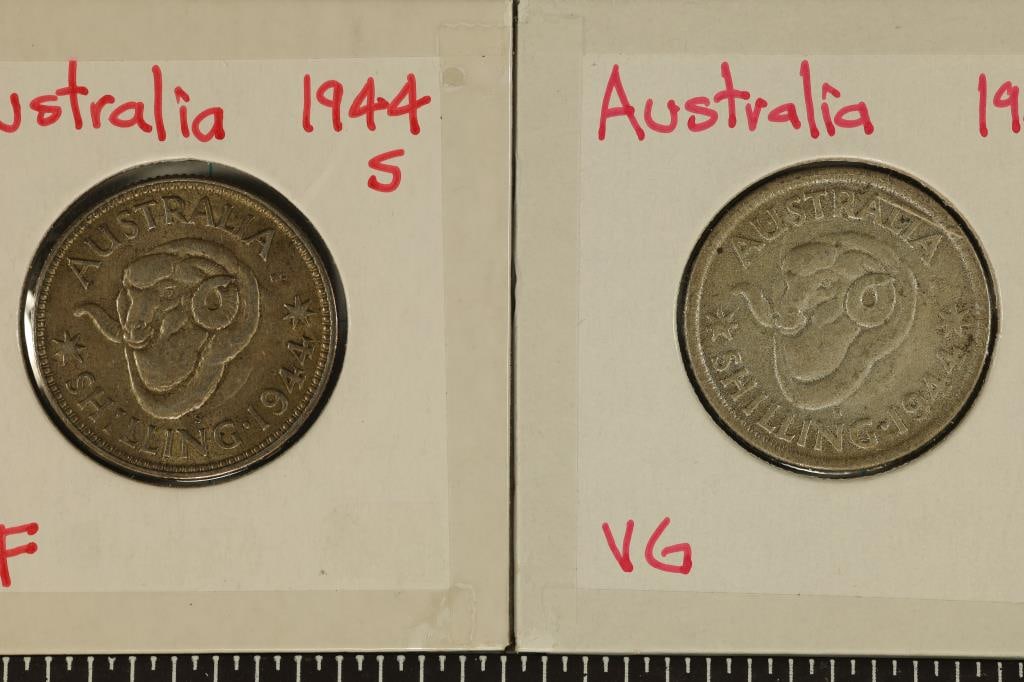 2-1944-S AUSTRALIA SILVER 1 SHILLING .336 OZ. ASW (1 of 2)
