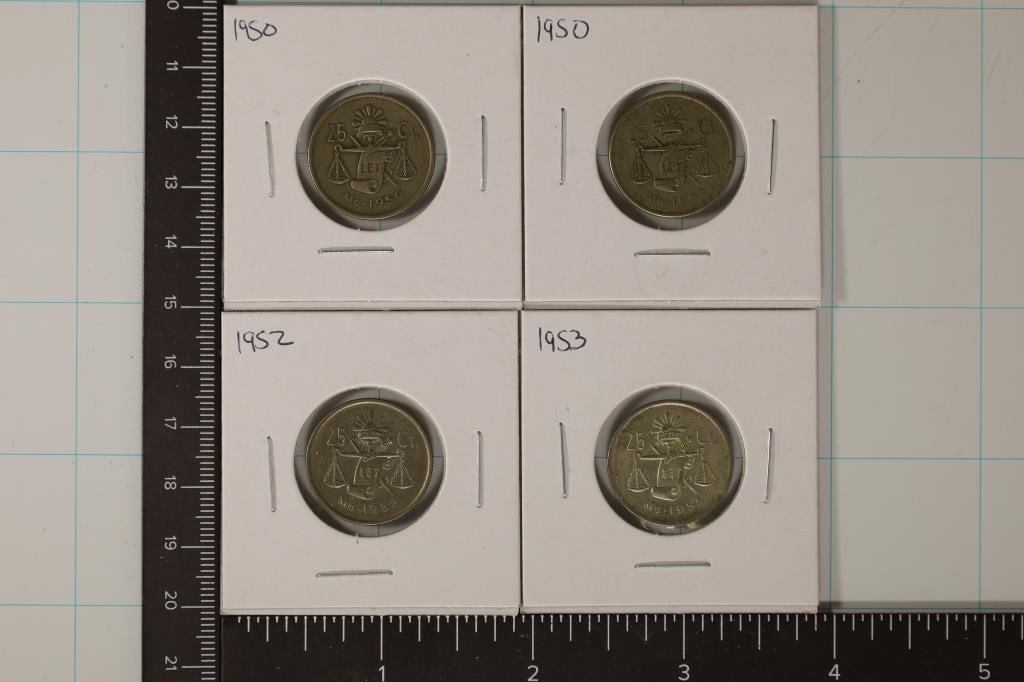 2-1950, 1952 & 1953 MEXICO SILVER 25 CENTAVO COINS (1 of 2)